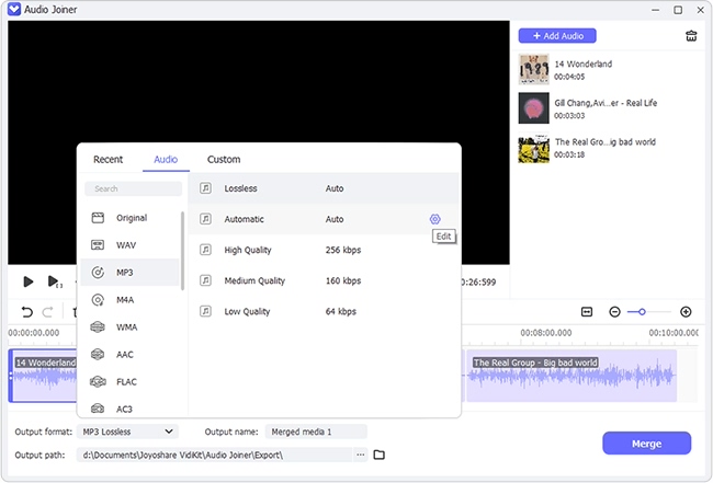 choose output format