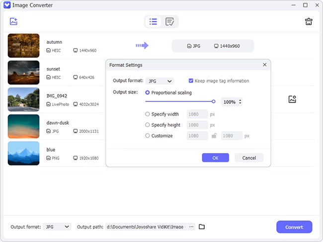 choose output format