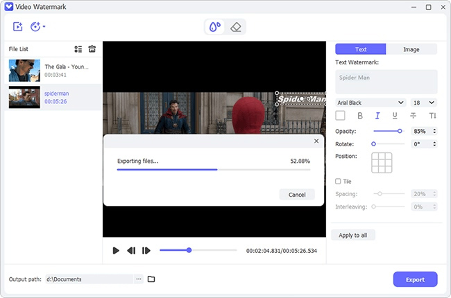 output watermarked video