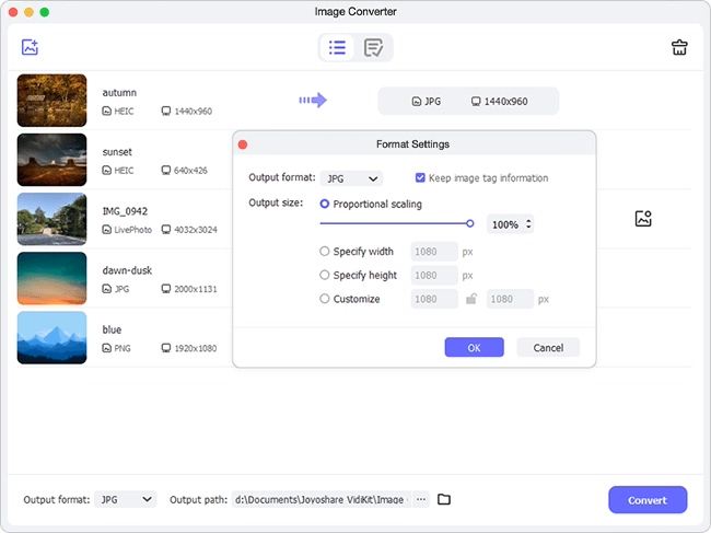 choose output format on mac