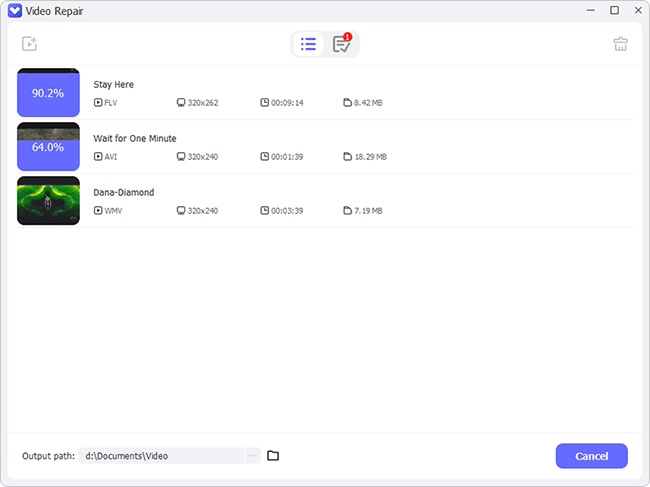 start to repair videos audios