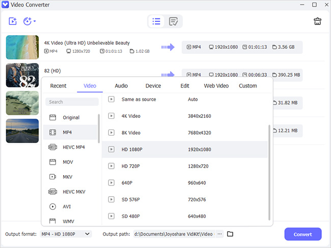 change output format