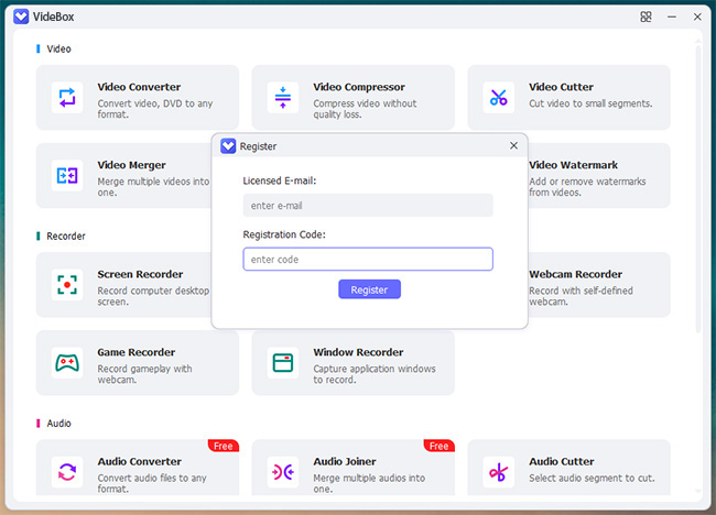 launch and register videbox on win