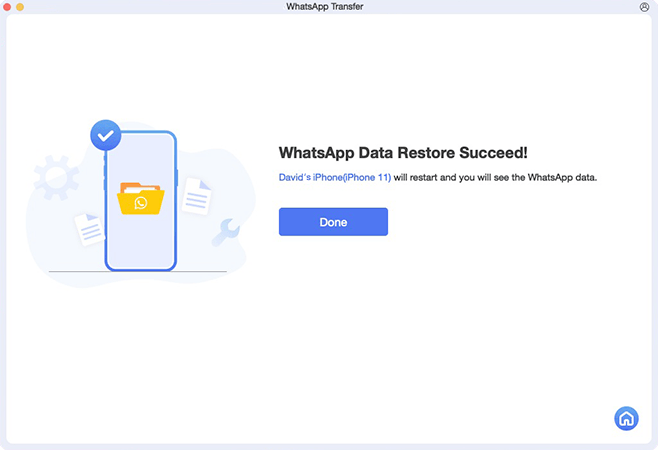 whatsapp data restore completed