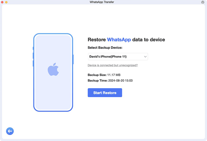 restart to restore whatsapp backup
