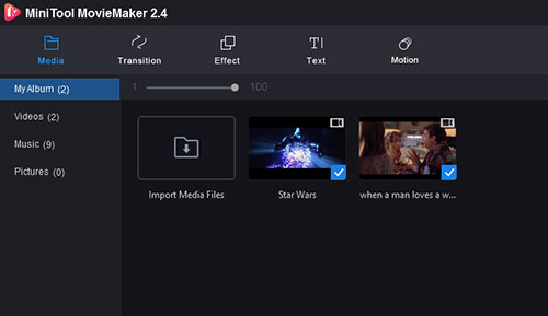 minitool moviemaker add webm files