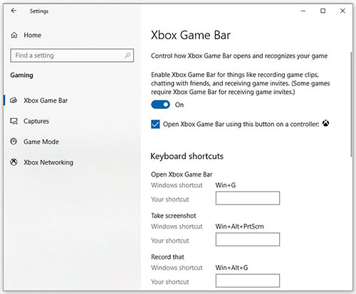 xbox game bar settings