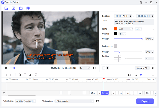 subtitle editor interface