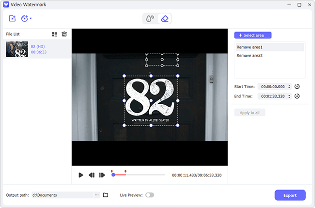 video watermark interface