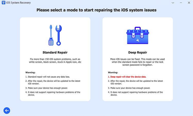choose deep repair mode