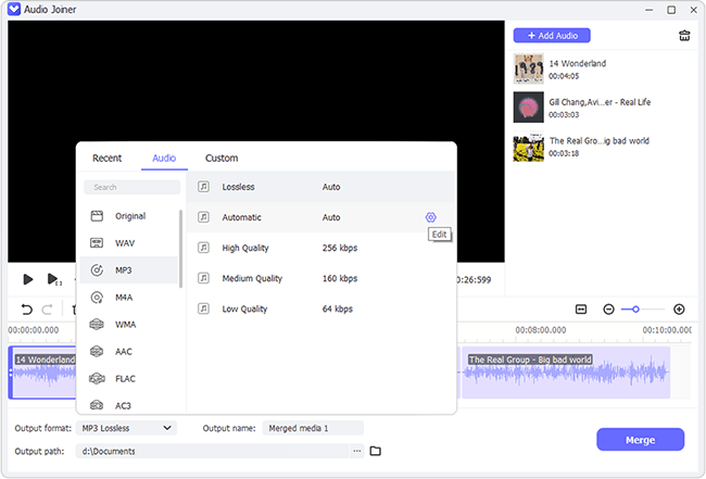 set audio output format