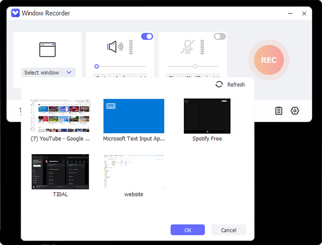 select a window