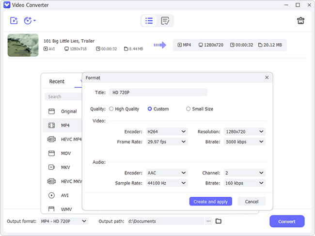 adjust video format settings