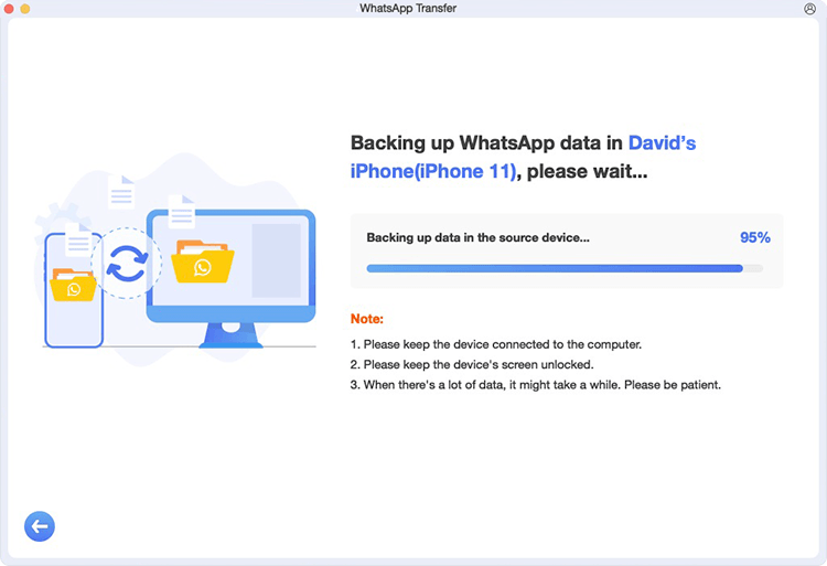 whatsapp transfer start backing up data