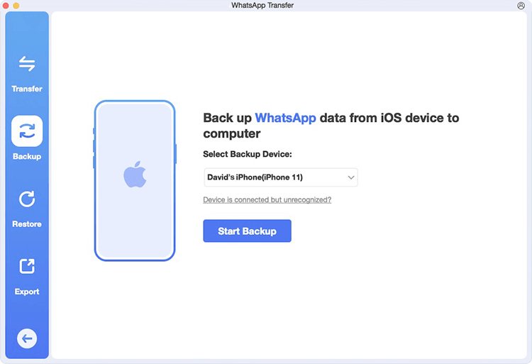 whatsapp transfer backup section