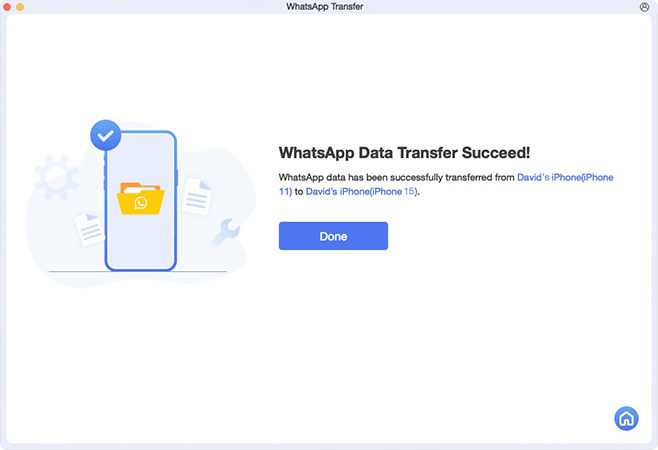 whatsapp data transfer succeed