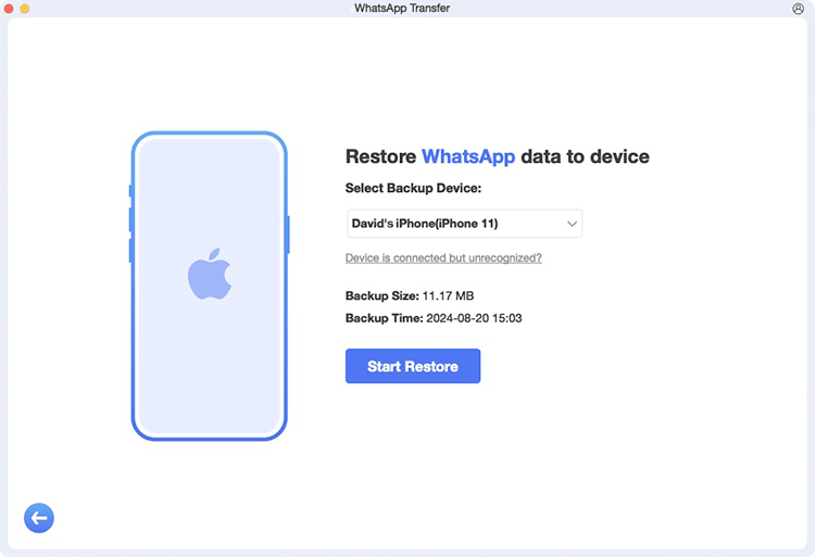 restore whatsapp data to iphone