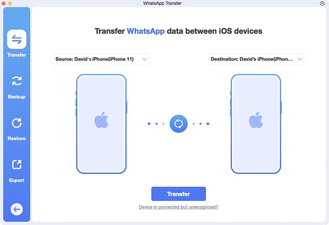 whatsapp transfer connects iphones