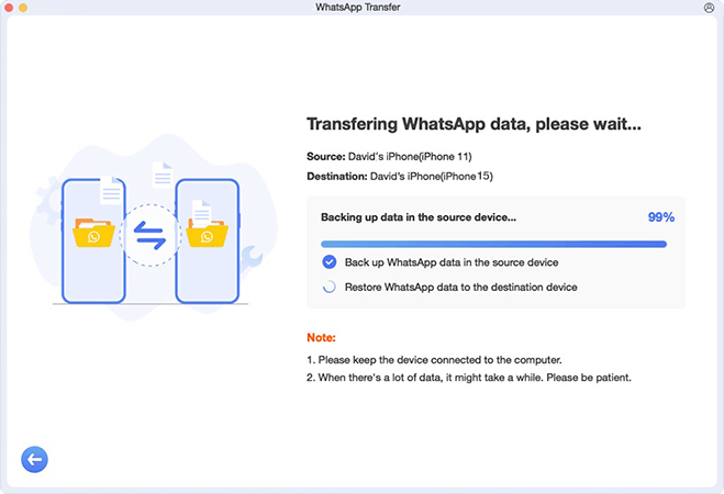 start transfering data to iphone